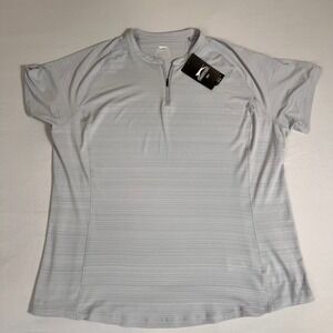 NWT Slazenger Golf Shirt Womens XXL Gray Short Sleeve 1/4 Zip Athletic Top‎